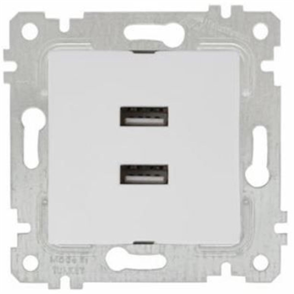 RİTA MEK TUŞ İKİLİ USB ŞARJ PRİZİ BEYAZ 1